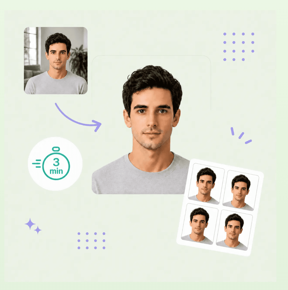 Hong Kong passport photo preparation example with four matching copies