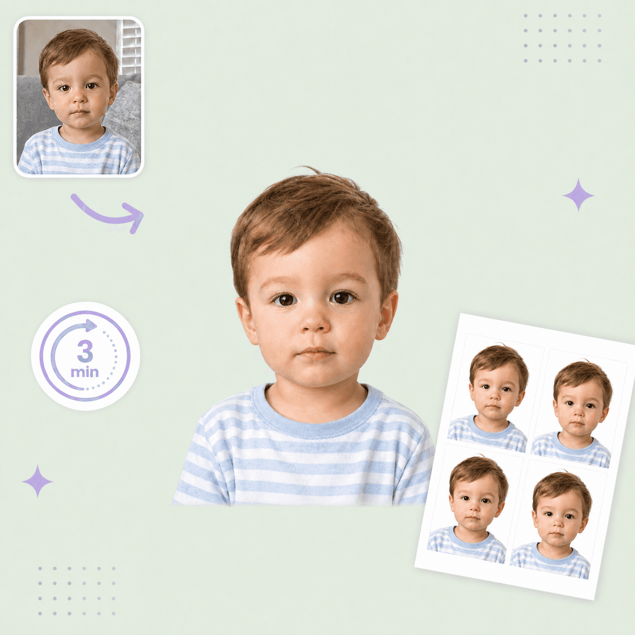 Canada baby passport photo preparation example