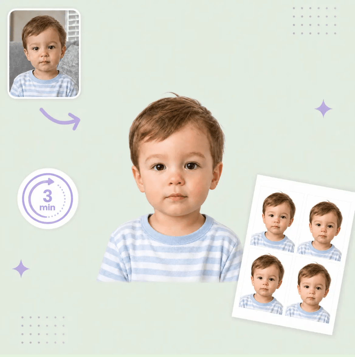 Australian baby passport photo preparation and print example