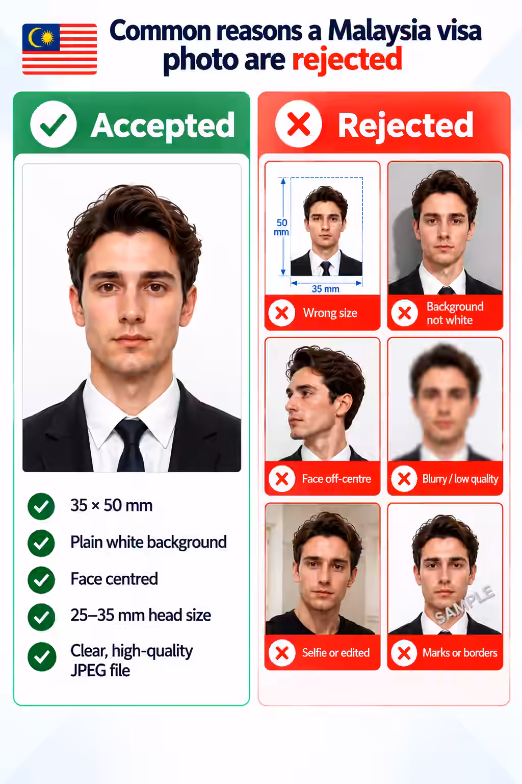 Common Malaysia visa photo rejection reasons